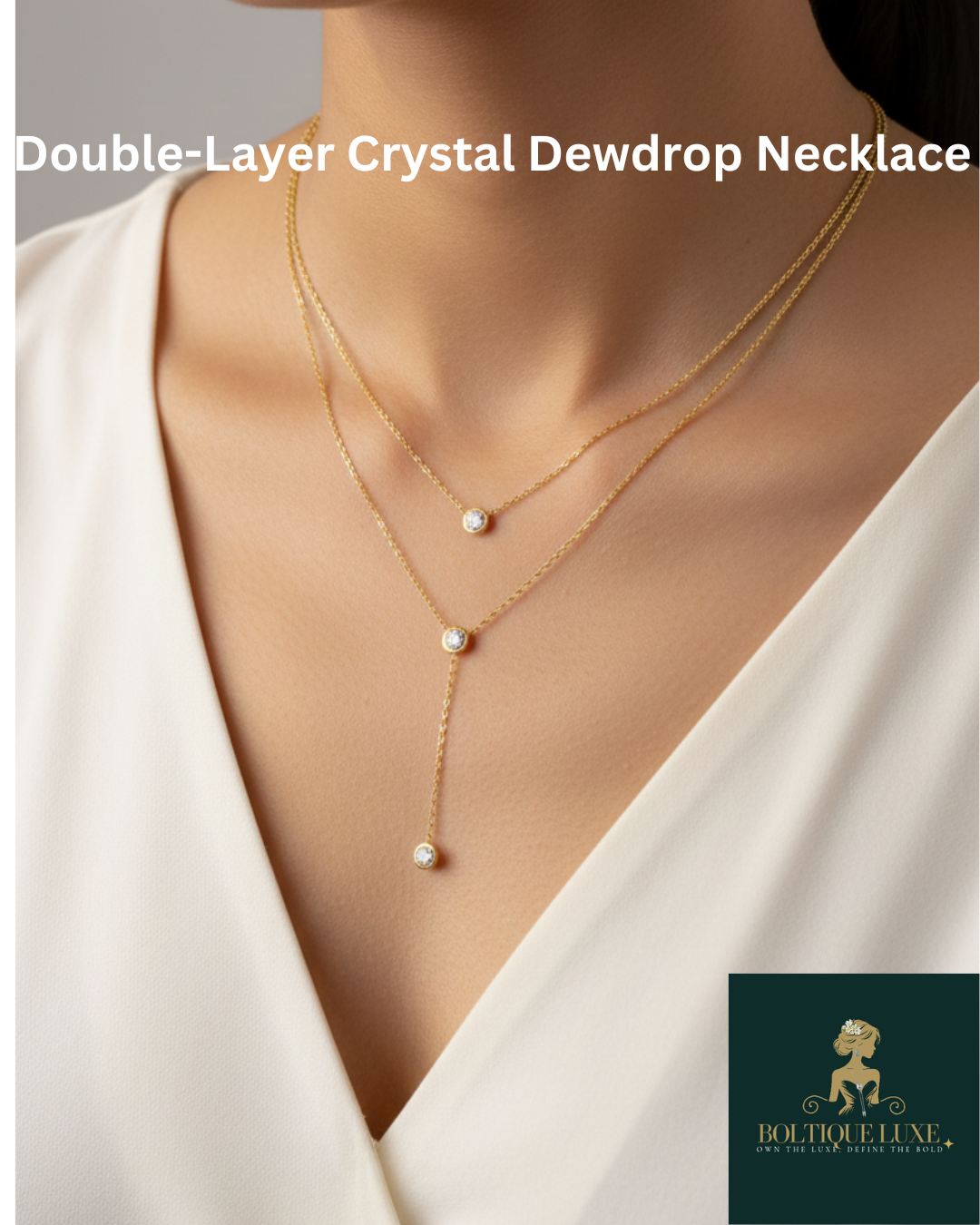 DOUBLE-LAYER CRYSTAL DEWDROP NECKLACE (MRP Rs.1299/- OFFER PRICE RS.999/-)