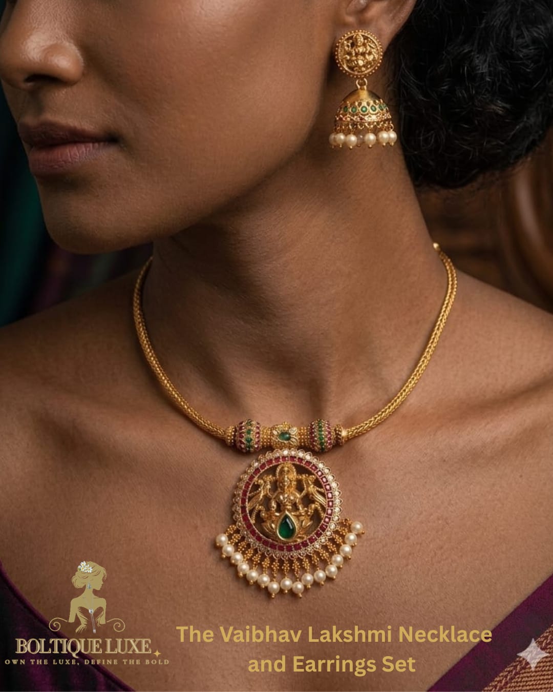 The Vaibhav Lakshmi Necklace and Earring Sets