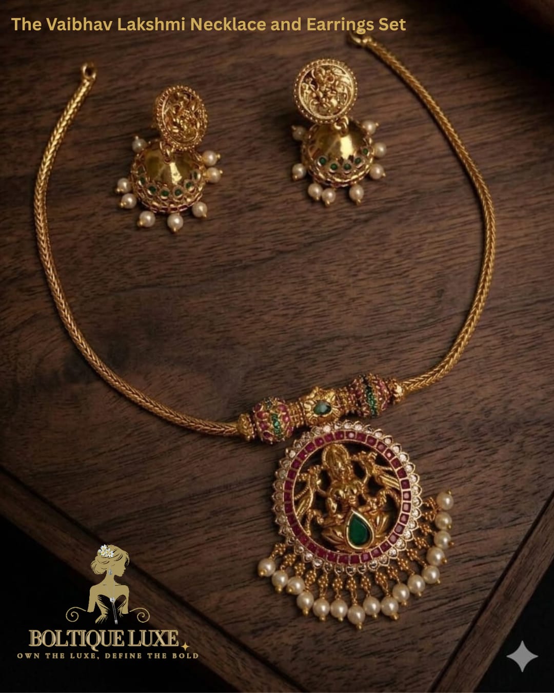 The Vaibhav Lakshmi Necklace and Earring Sets