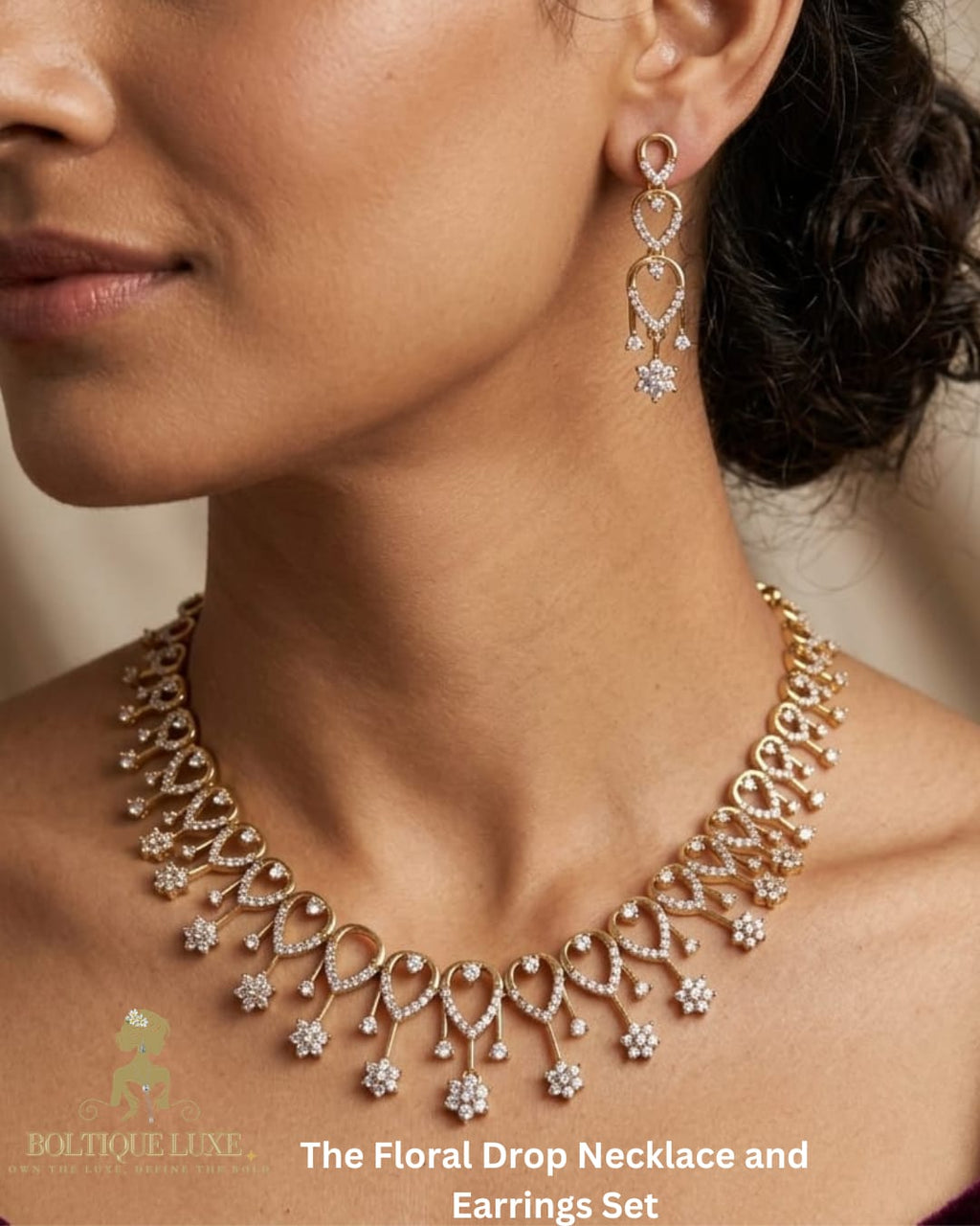 The Floral Drop Necklace and Earring Set