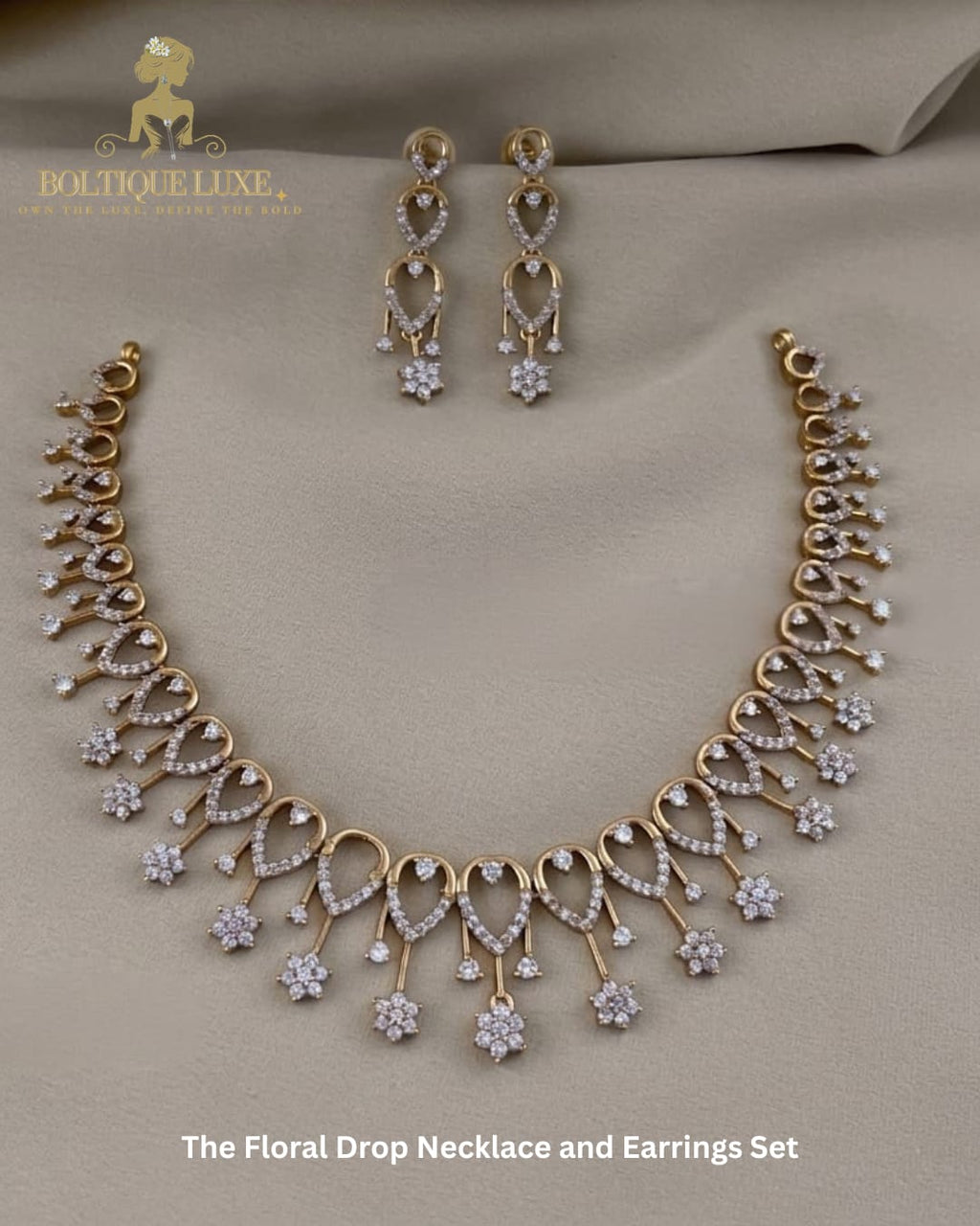 The Floral Drop Necklace and Earring Set