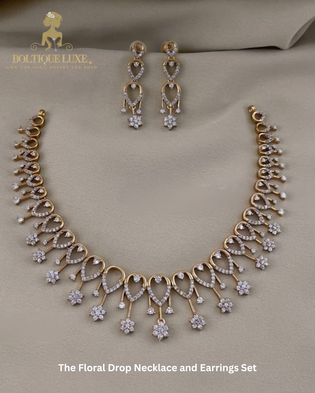 The Floral Drop Necklace and Earring Set