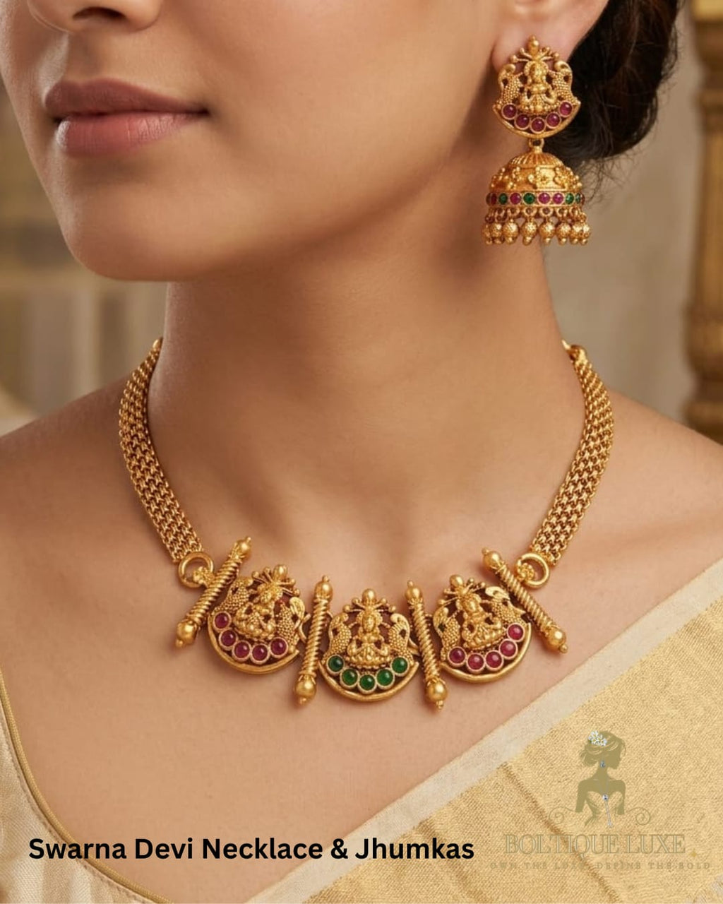 Swarna Devi Necklace & Jhumkas Set