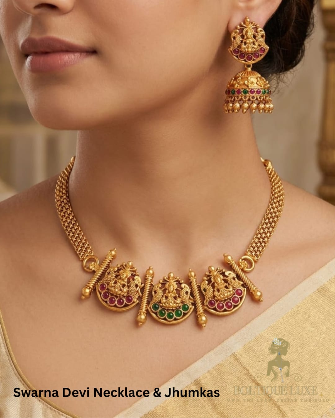 Swarna Devi Necklace & Jhumkas Set