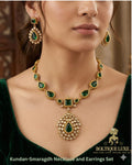 Kundan-Smaragdh Necklace and Earrings Set
