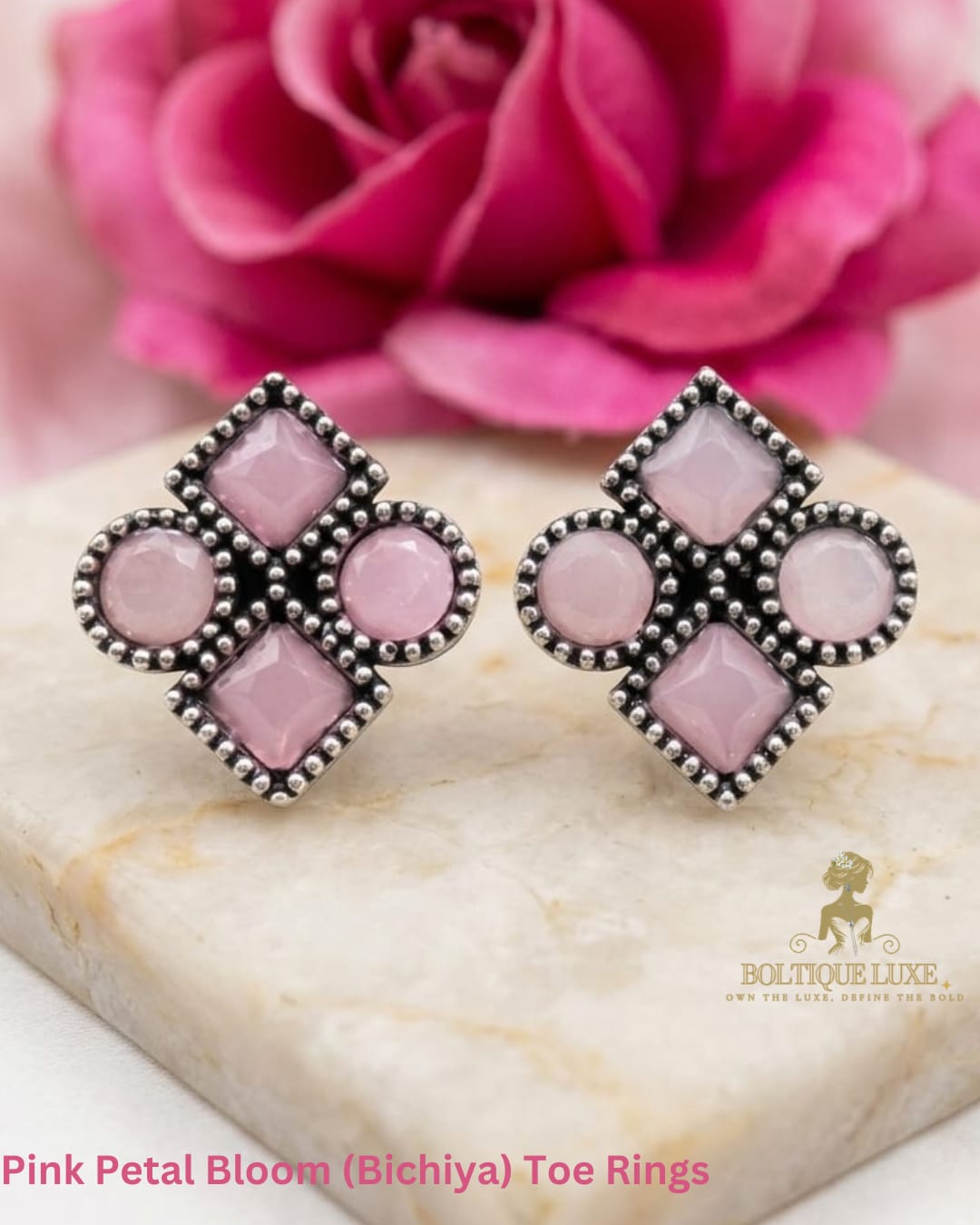 Pink Petal Bloom (Bichiya) Toe Rings