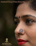 Oxidised Surya Press Nose Pin