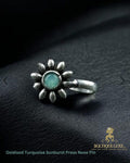Oxidised Turquoise Sunburst Press Nose Pin