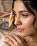 Oxidised Ruby (Pink) Bloom Press Nose Pin