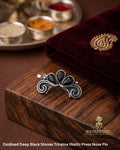 Oxidised Deep Black Stones Triratna (Nath) Press Nose Pin