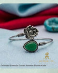 Oxidised Emerald Green Rosette Bloom Kada