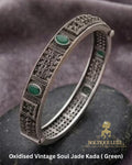 Oxidised Vintage Soul Jade Kada ( Green)