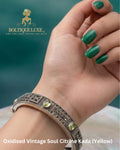 Oxidised Vintage Soul Citrine Kada (Yellow)