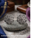 Oxidised Lotus Antique Mandala Studs