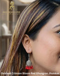 Oxidised Crimson Bloom Red Ghungroo Jhumkas