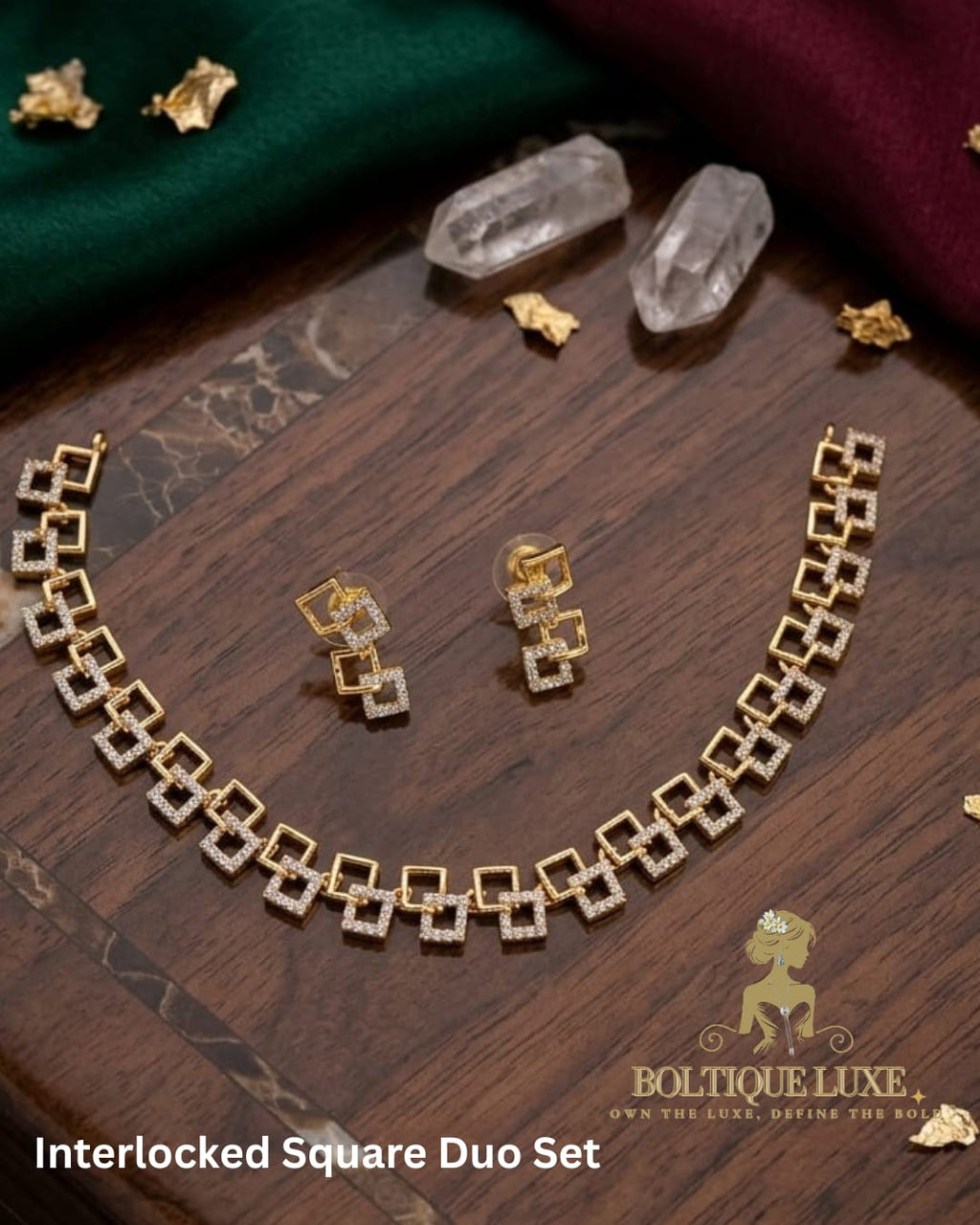 Interlocked Square Duo Jewellery Set