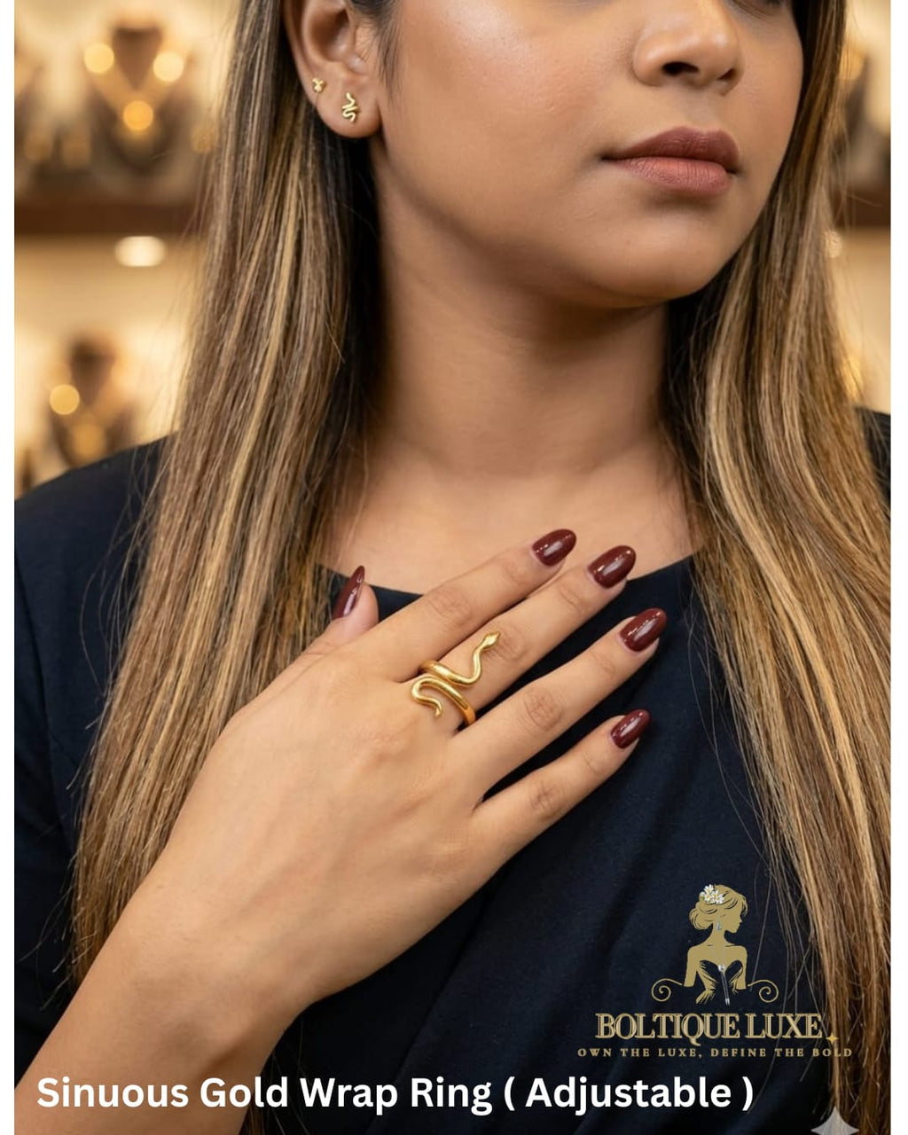 Sinuous Gold Wrap Ring (Adjustable)