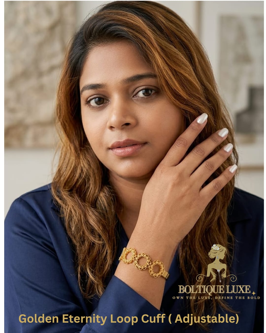 Golden Eternity Loop Cuff ( Adjustable)