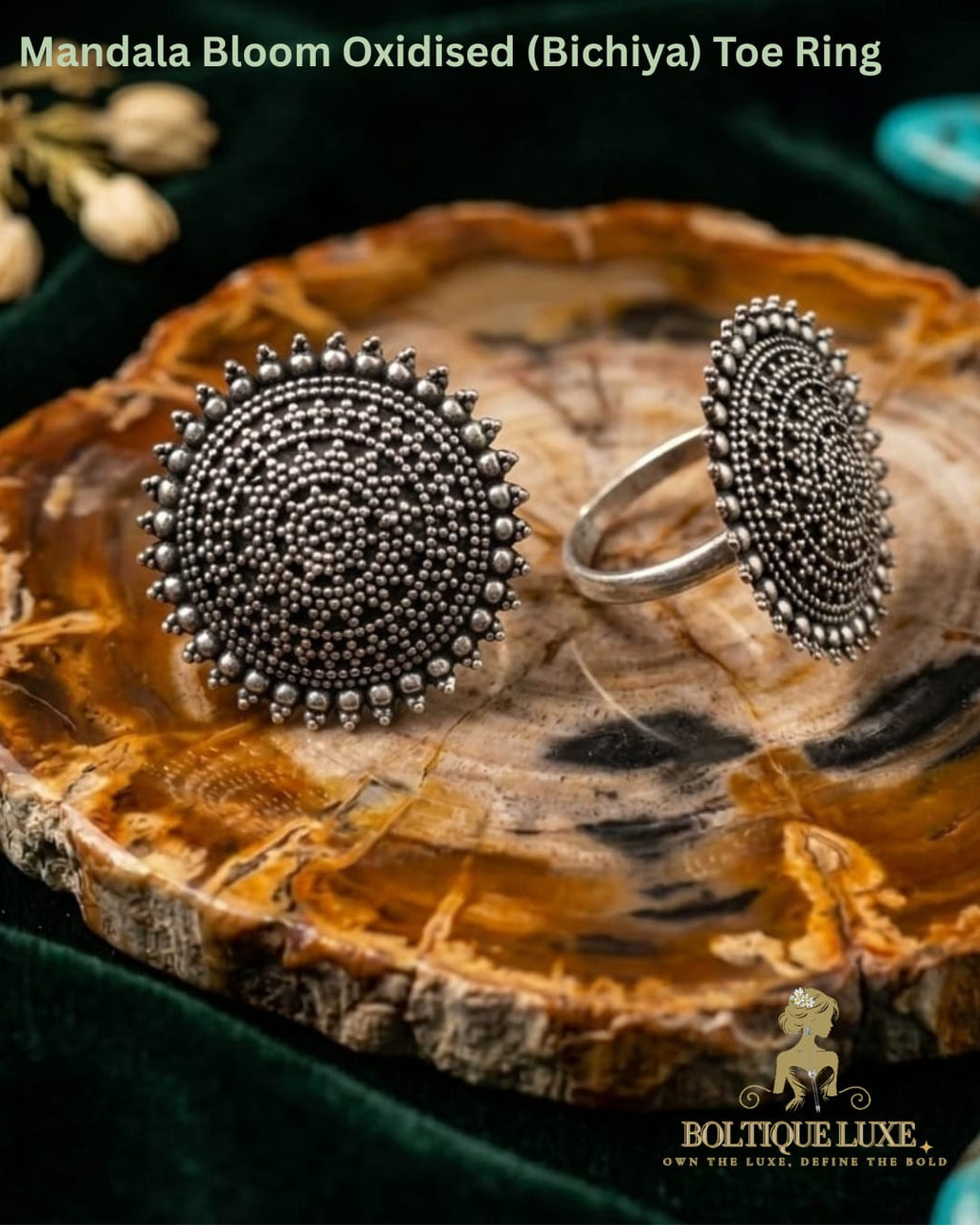 Mandala Bloom Oxidised (Bichiya) Toe Ring