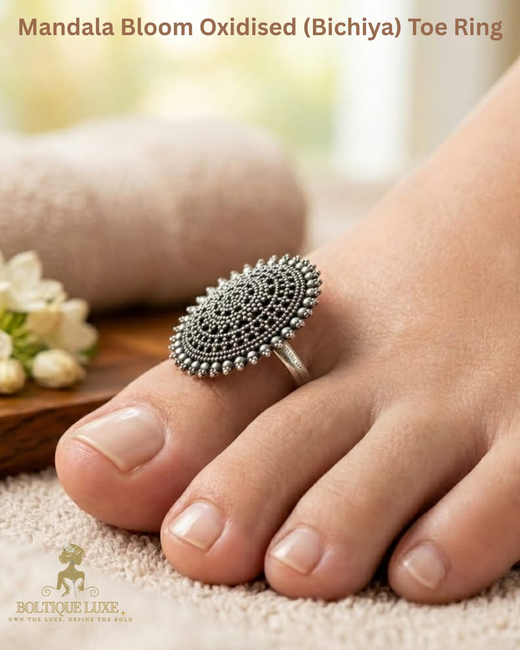 Mandala Bloom Oxidised (Bichiya) Toe Ring