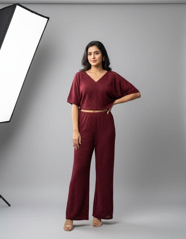 MONOCHROME MAROON COORD SET