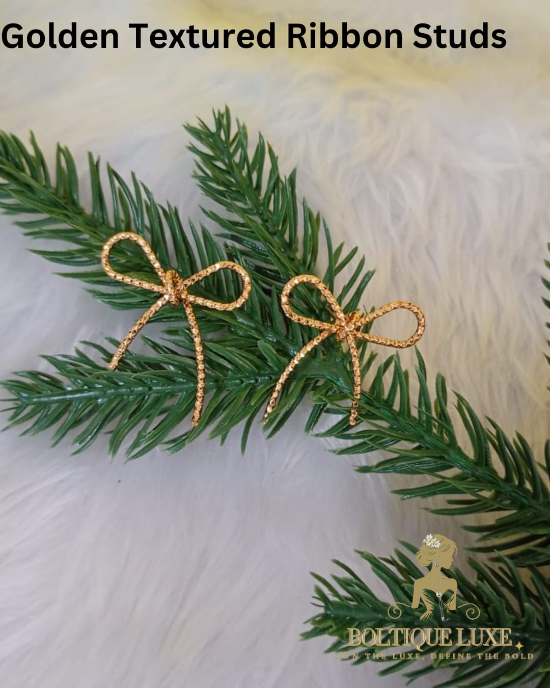 Golden Textured Ribbon Studs (MRP Rs. 149/- Offer Price 249/-)